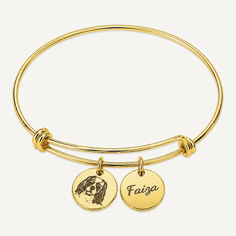 Bracelet Photo Animal et Prénom Or