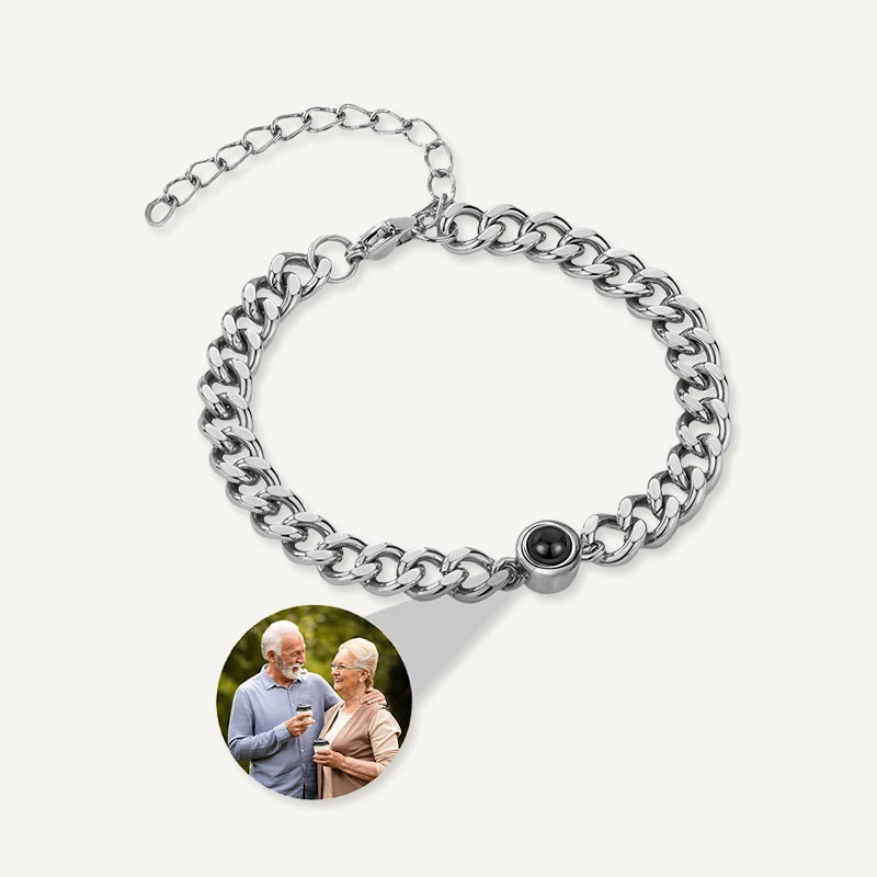 Bracelet Homme Photo Projection Argent