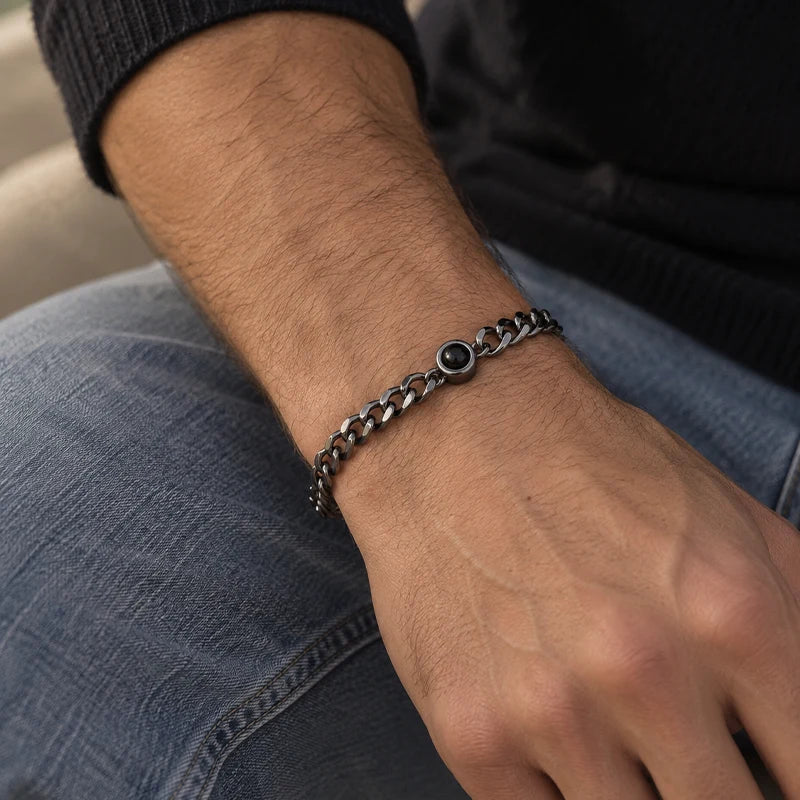 Bracelet Homme Photo Projection Noir Homme