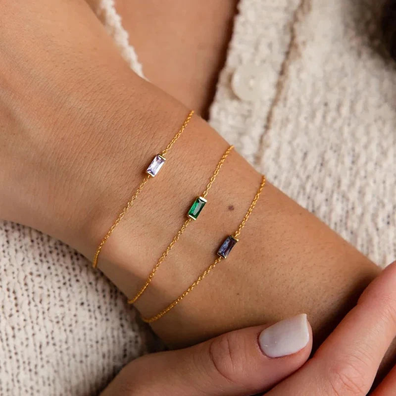 Bracelet Pierre de Naissance Rectangle Femme