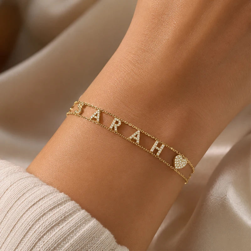 Bracelet Prénom Personnalisé avec Strass Femme