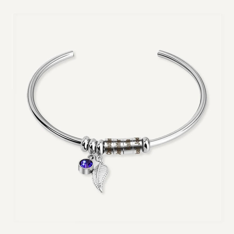Bracelet Prénoms avec Pierre de Naissance Argent