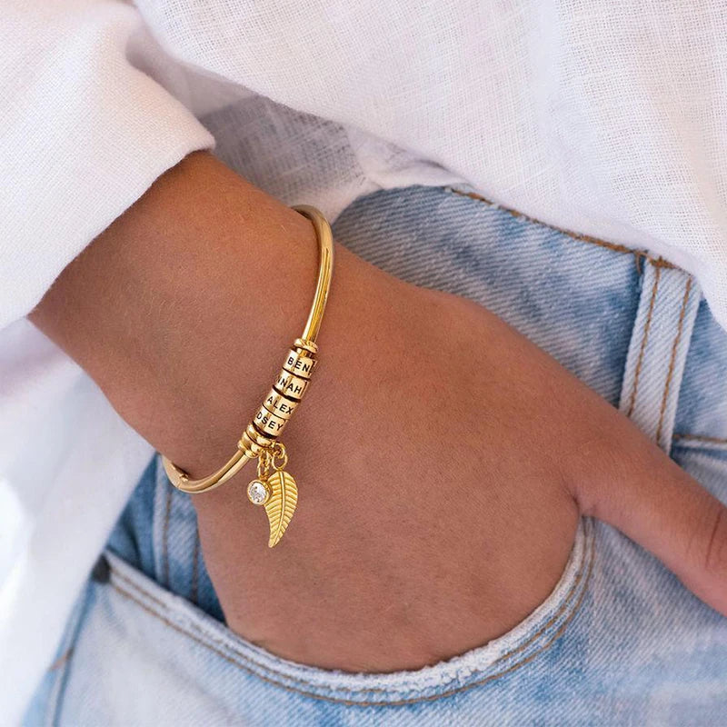Bracelet Prénoms avec Pierre de Naissance Femme