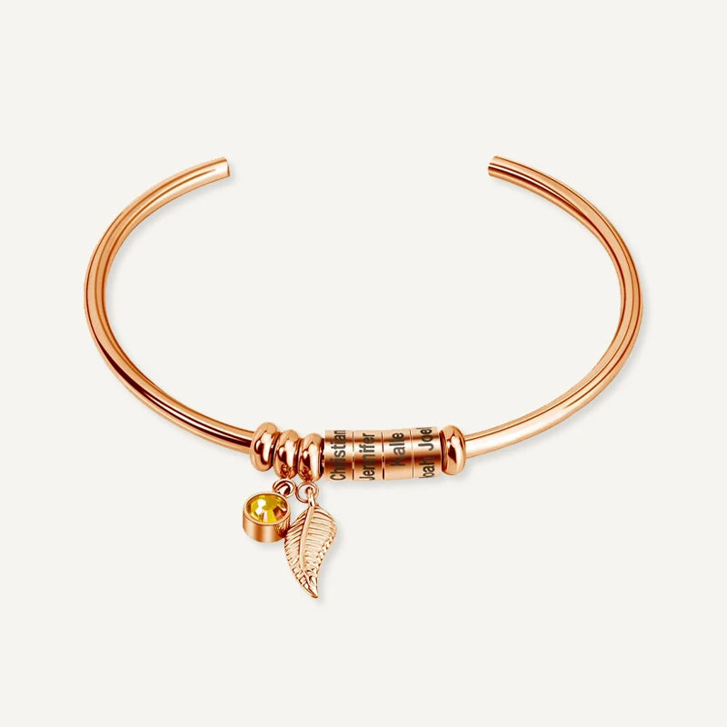 Bracelet Prénoms avec Pierre de Naissance Or Rose