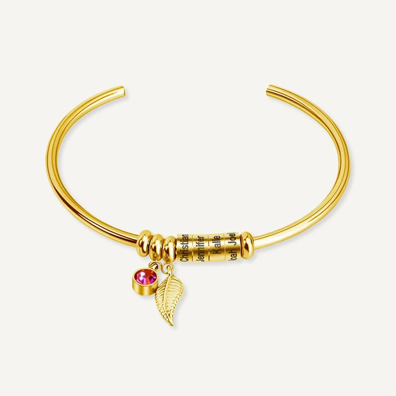 Bracelet Prénoms avec Pierre de Naissance Or