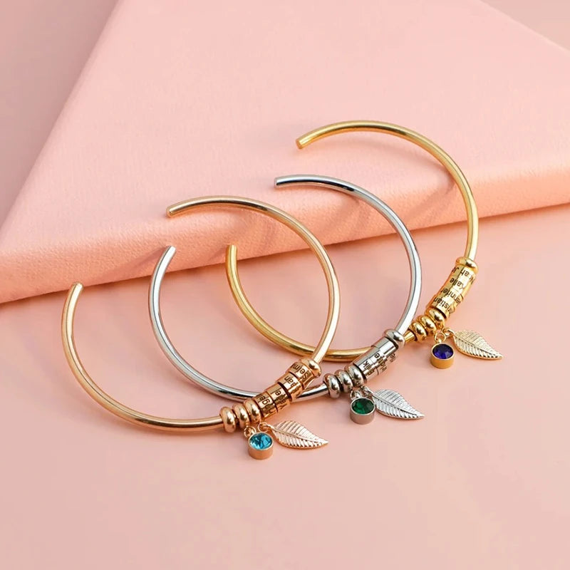 Bracelet Prénoms avec Pierre de Naissance