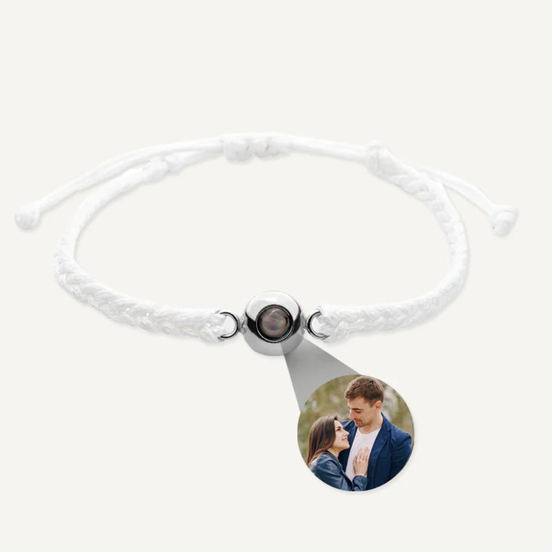 Bracelet Tressé avec Projection Photo Personnalisée Blanc