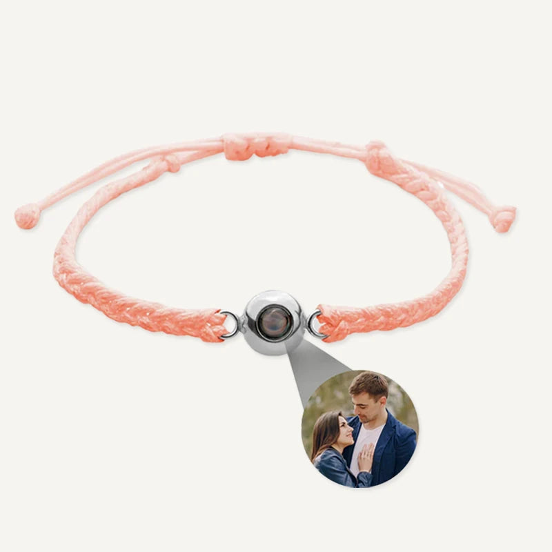 Bracelet Tressé avec Projection Photo Personnalisée Rose