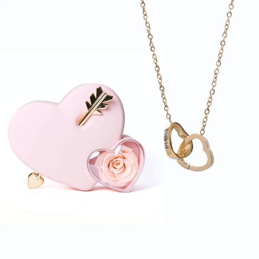 Cœur Rose Éternelle et Collier Personnalisé Rose Or