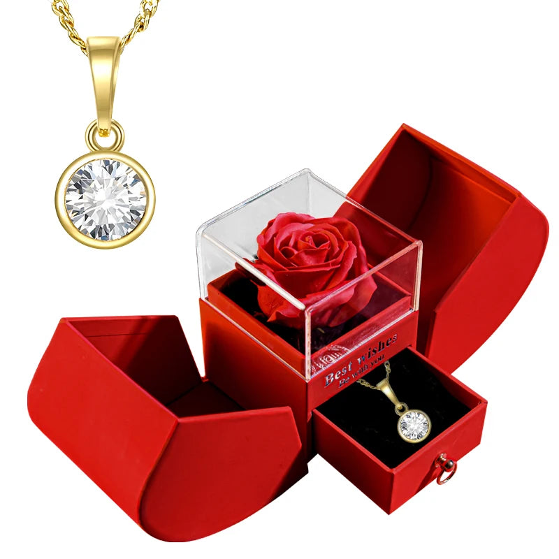 Coffret Rose Éternelle Avec Bijoux