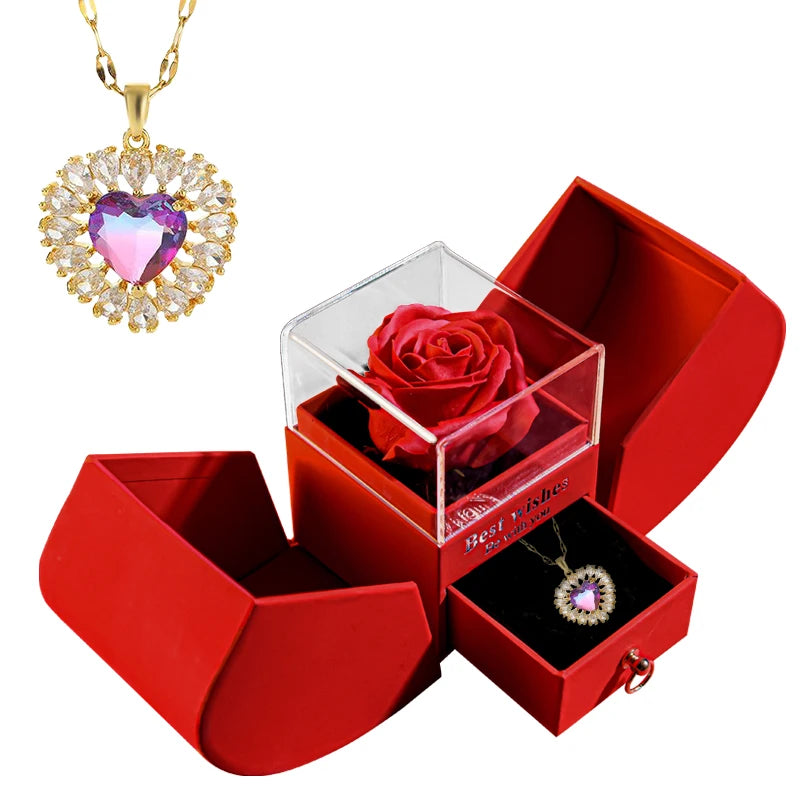 Coffret Rose Éternelle Avec Bijoux
