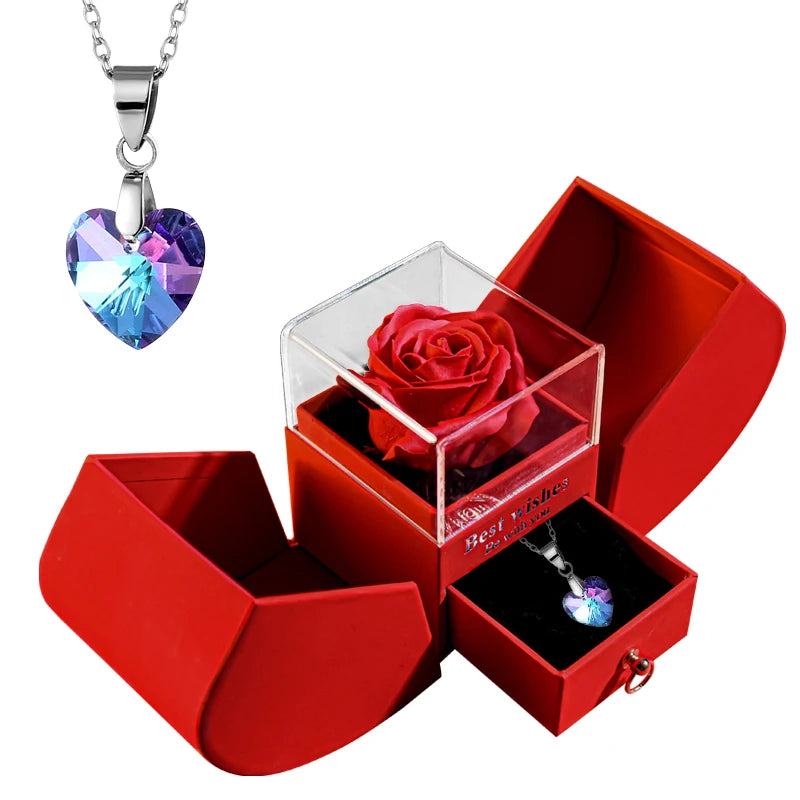 Coffret Rose Éternelle Avec Bijoux