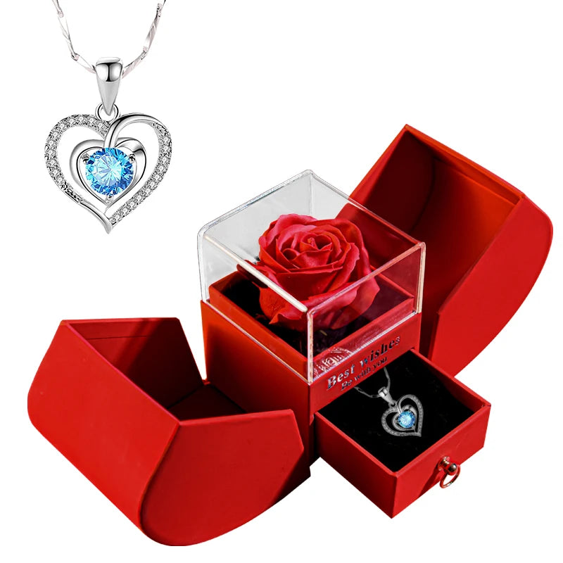 Coffret Rose Éternelle Avec Bijoux