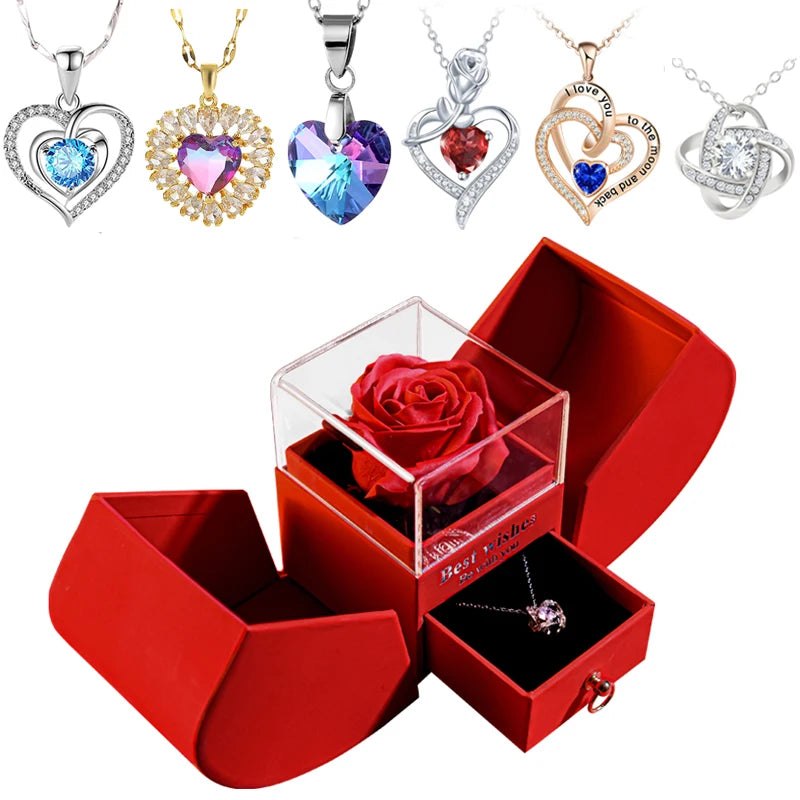 Coffret Rose Éternelle Avec Bijoux