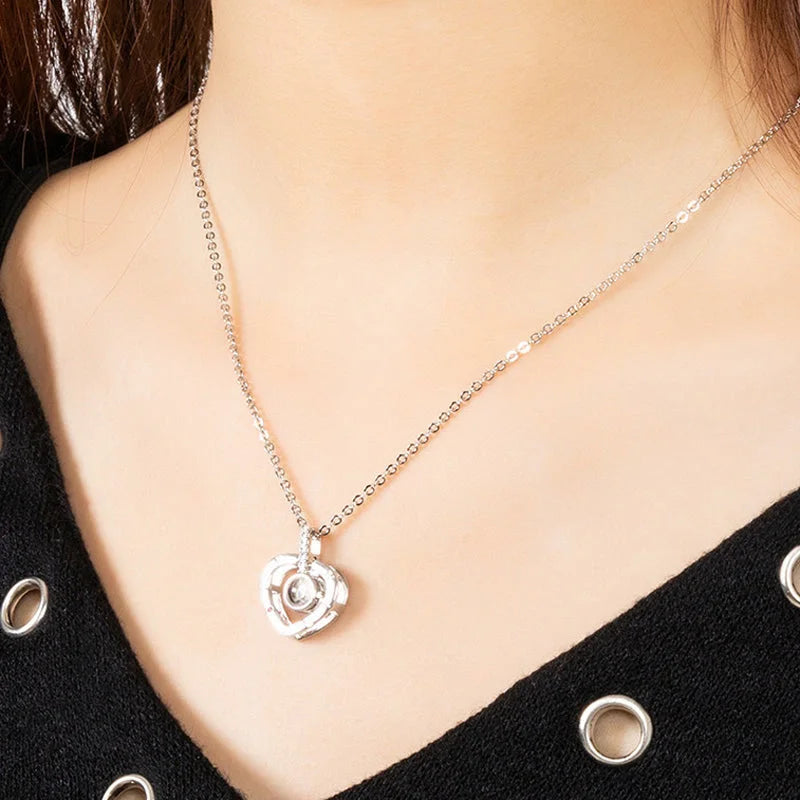 Coffret Rose Éternelle avec Collier Je t'Aime 100 Langues