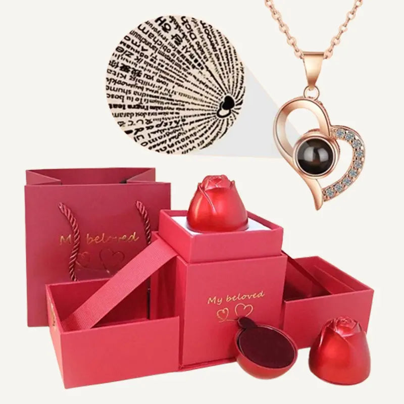 Coffret avec Collier Je T'aime 100 Langues