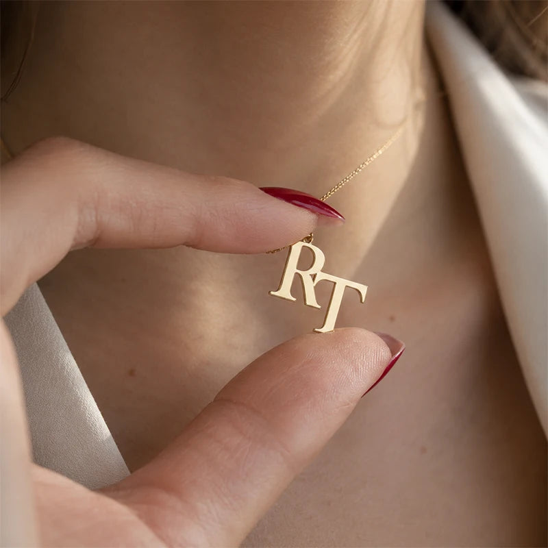 Collier 2 Initiales Femme