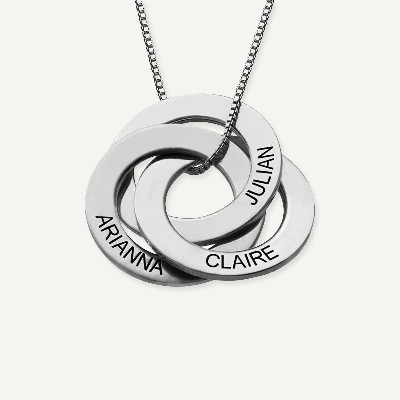 Collier 3 Anneaux Russes Prénoms Personnalisés Argent