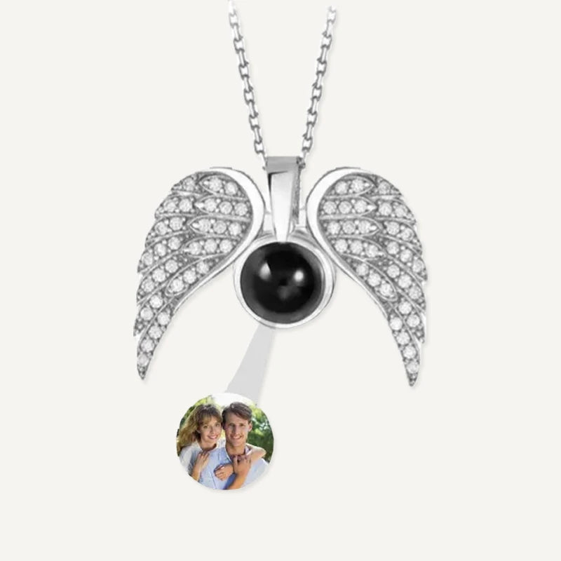 Collier Ailes d'Ange avec Projection Photo Argent