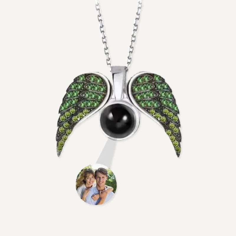 Collier Ailes d'Ange avec Projection Photo Vert