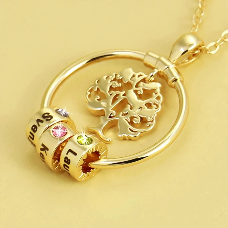 Collier Arbre de Vie Prénom avec Pierre de Naissance