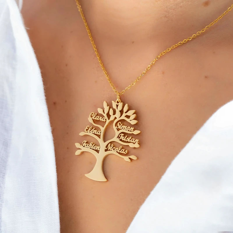 Collier Arbre de Vie Prénoms Personnalisés Femme