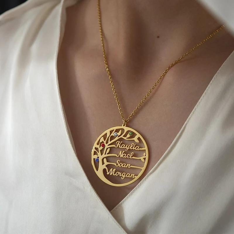 Collier Arbre de Vie avec Pierres de Naissances Femme