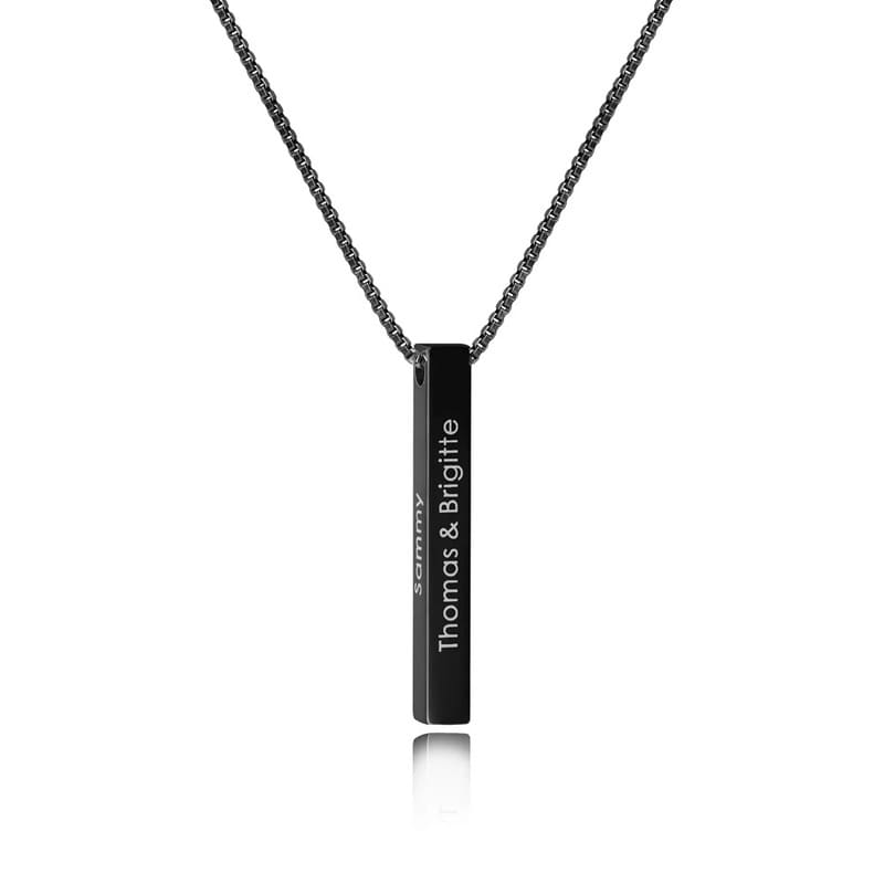 Collier Barre Verticale Personnalisé Noir