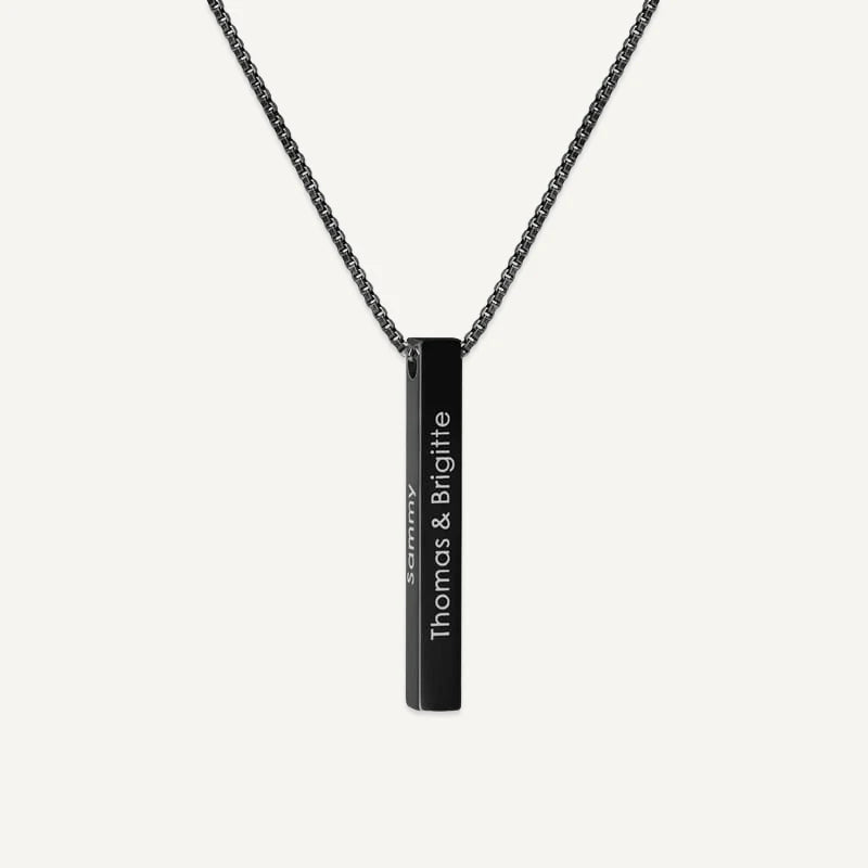 Collier Barre Verticale Personnalisé Noir