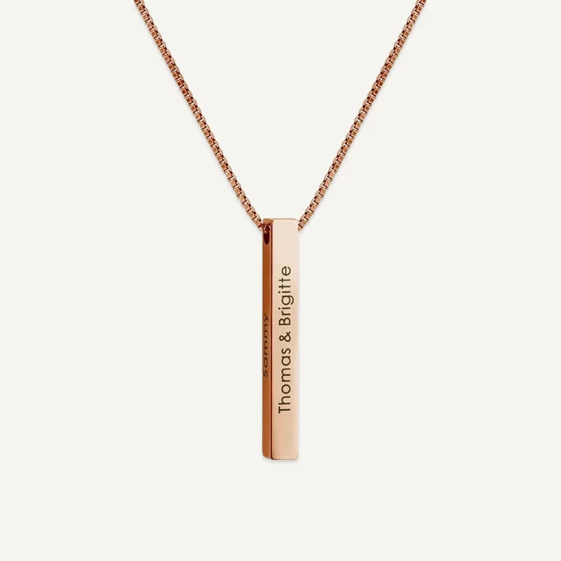 Collier Barre Verticale Personnalisé Or Rose