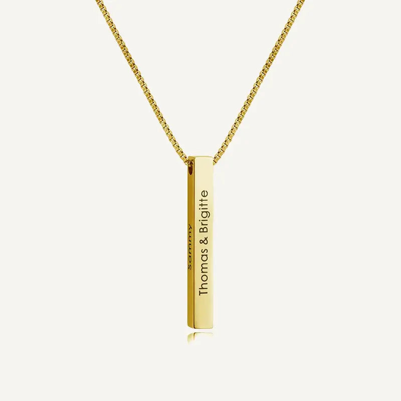 Collier Barre Verticale Personnalisé Or