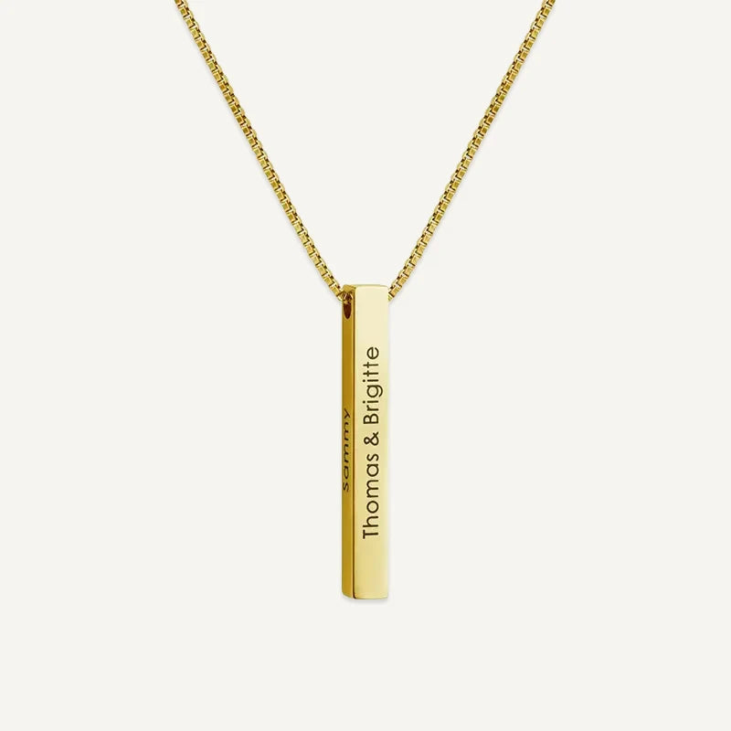 Collier Barre Verticale Personnalisé Or