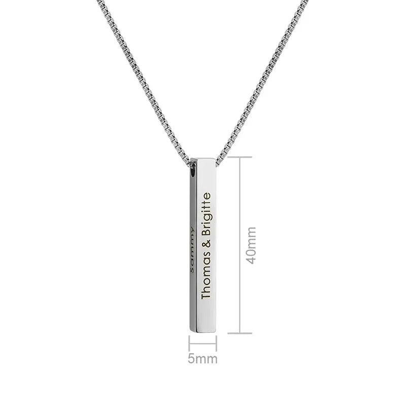 Collier Barre Verticale Personnalisé Taille