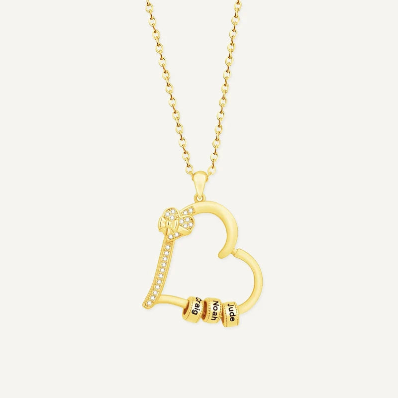 Collier Cœur Charm avec Prénoms Personnalisés Or