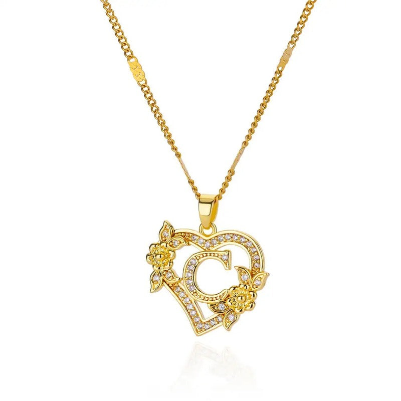 Collier Cœur Initiale Or