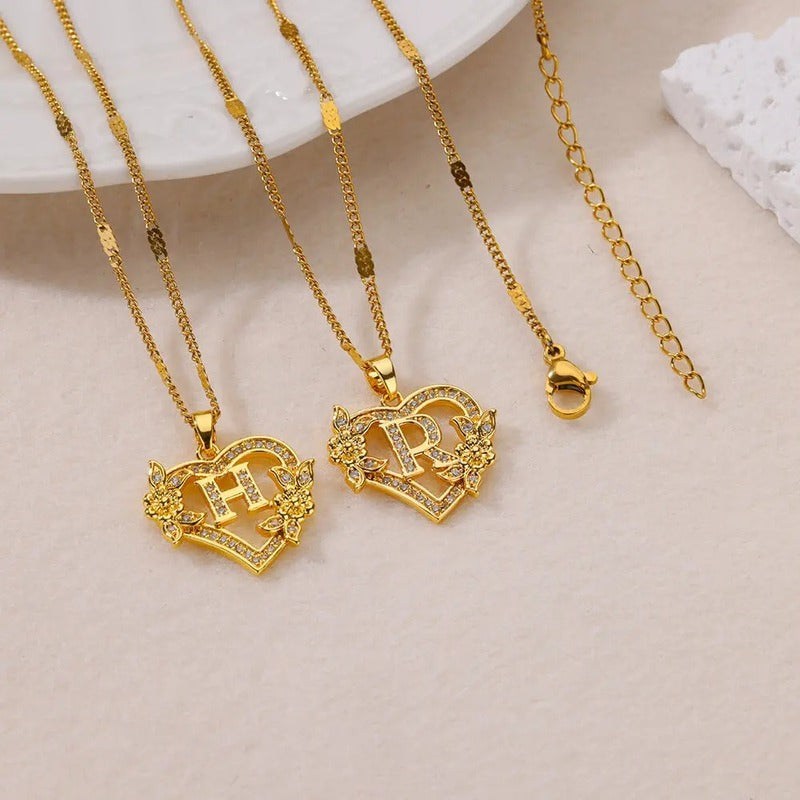 Collier Cœur Initiale Or