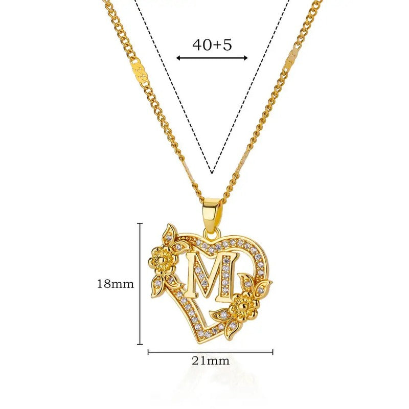 Collier Cœur Initiale Or