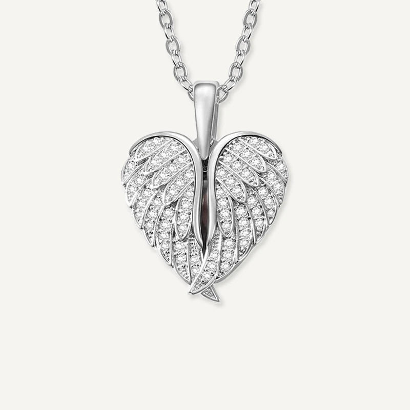 Collier Cœur Personnalisé avec Ailes d'Ange Argent
