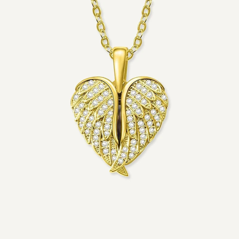 Collier Cœur Personnalisé avec Ailes d'Ange Or