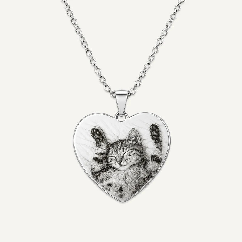 Collier Cœur Photo Gravée Argent