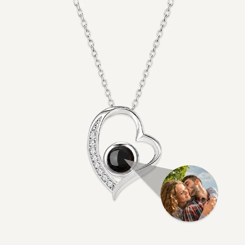 Collier Cœur Projection Photo Argent