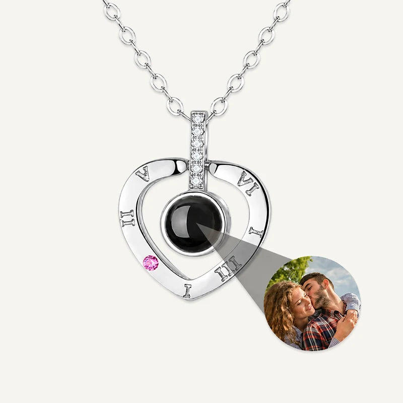 Collier Cœur Projection Photo Argent
