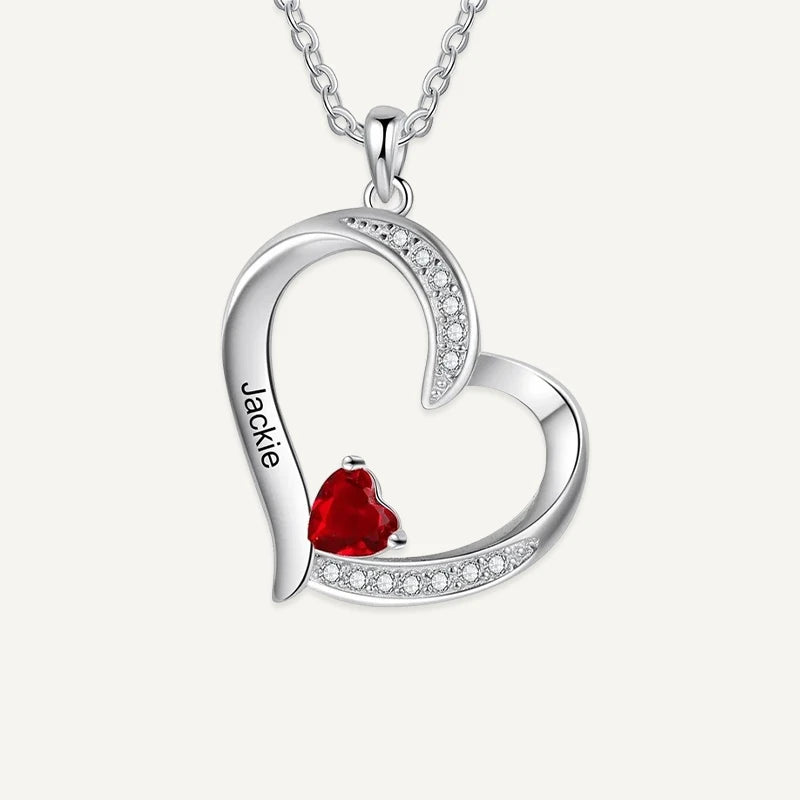 Collier Cœurs Entrelacés 1 Prénom avec Pierres de Naissance