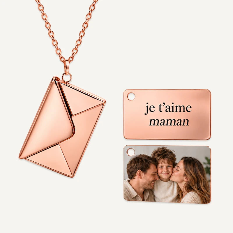 Collier Enveloppe Personnalisé Or Rose