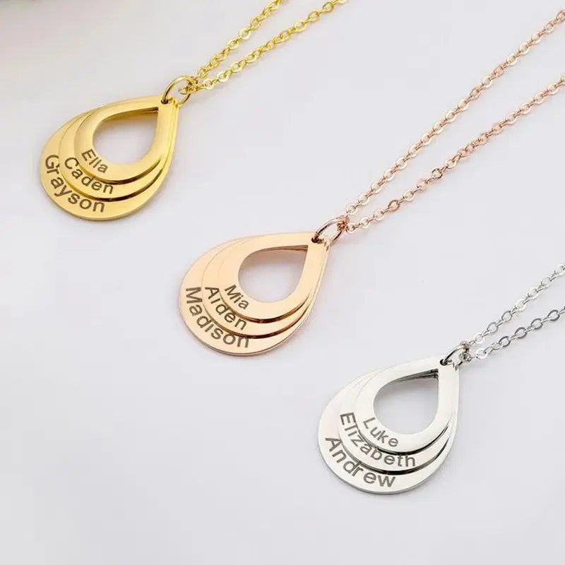 Collier Goutte d'Eau Personnalisé Acier Inoxydable