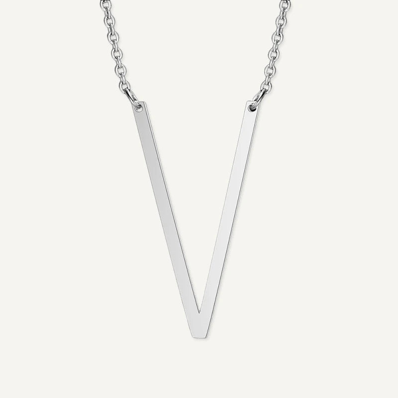Collier Grande Initiale Argent Lettre V