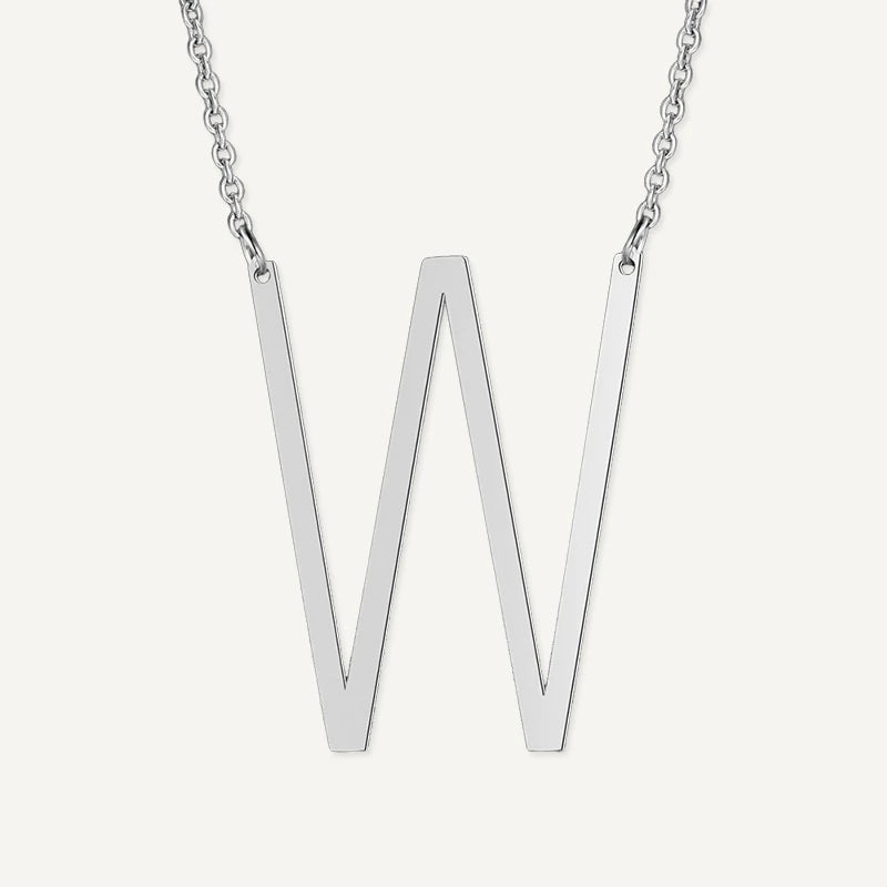 Collier Grande Initiale Argent Lettre W