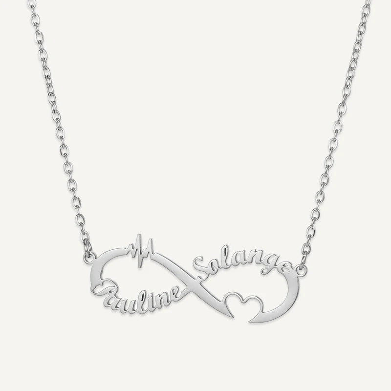 Collier Infini 2 Prénoms Argent