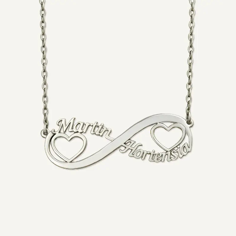 Collier Infini Prénoms Cœurs Argent