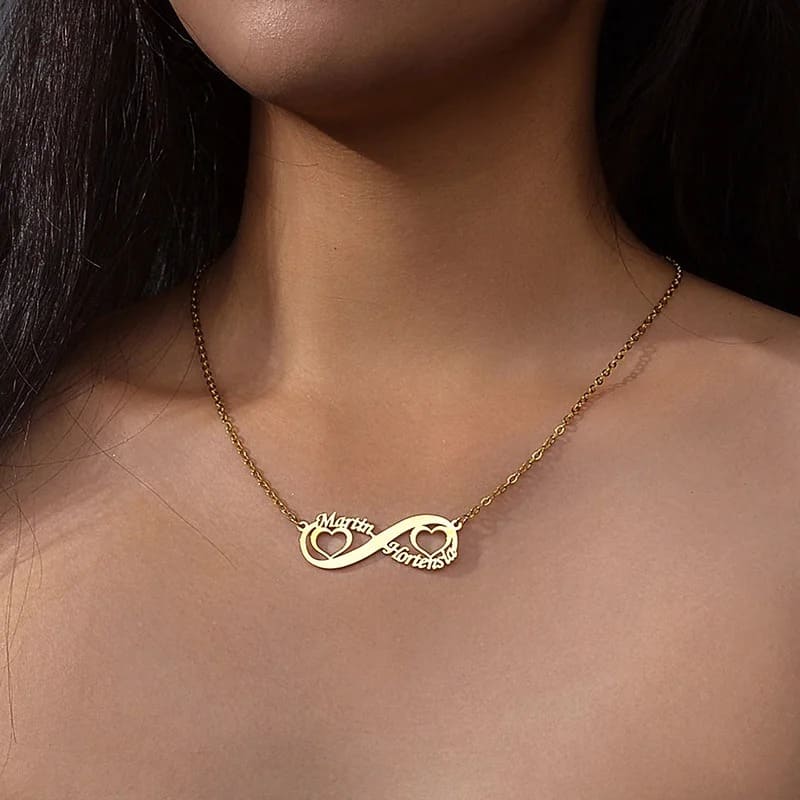 Collier Infini Prénoms Cœurs Femme
